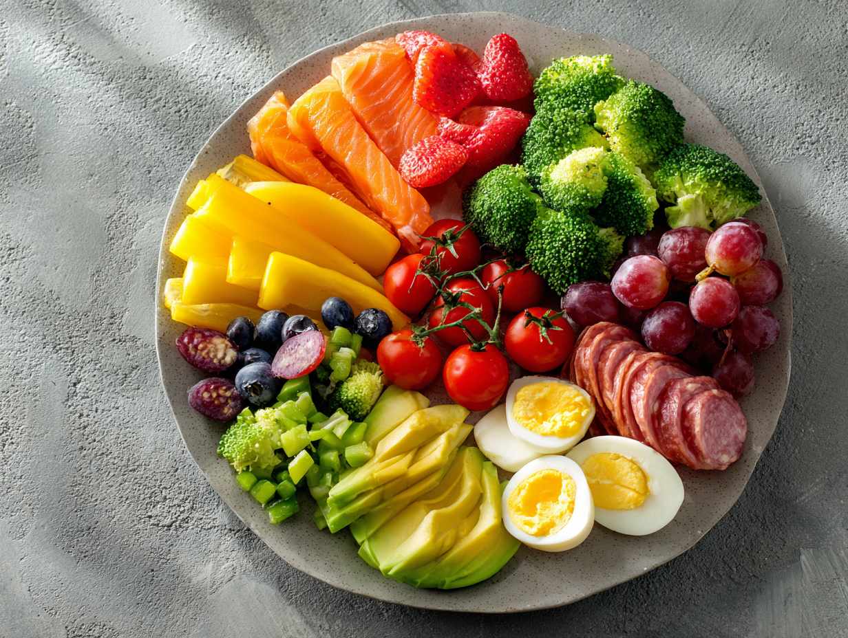 Friss, színes zöldségek és gyümölcsök